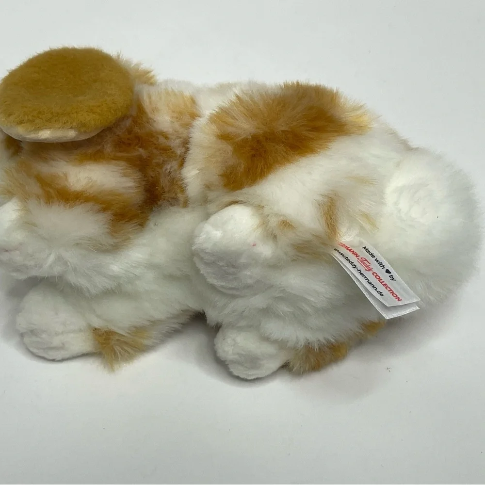 Teddy Hermann Plush Bunny 8” Rabbit Brown White Stuffed Animal Realistic Lovey